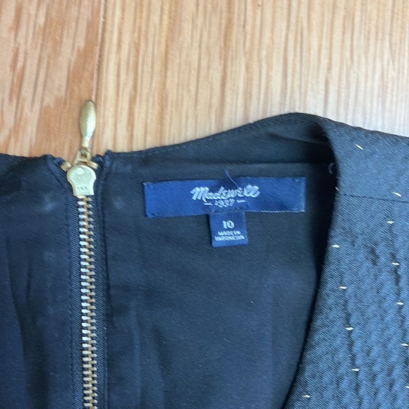 Madewell fancy black w/gold dots cut out structured dress size 10 - Picture 2 of 4